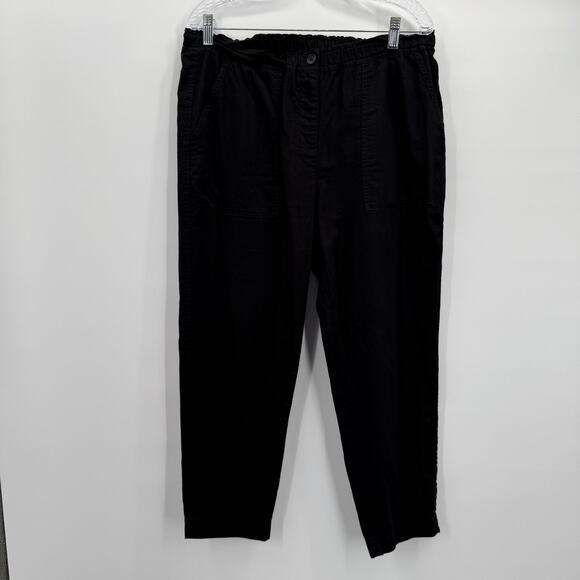 Eileen Fisher Pants Womens Large Organic Cotton Elastic Waist Cropped Pockets - Picture 1 of 12